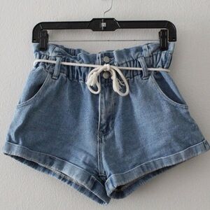 PacSun Lauren Blue Paperbag Denim Mom Shorts